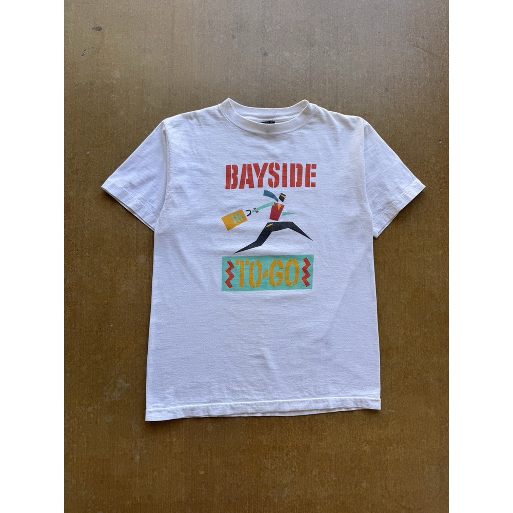 VTG 80s Bayside To-Go Geometric Art Abstract Grocery Store Promo T-Shirt M